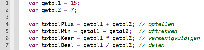 rekenen met variabelen
